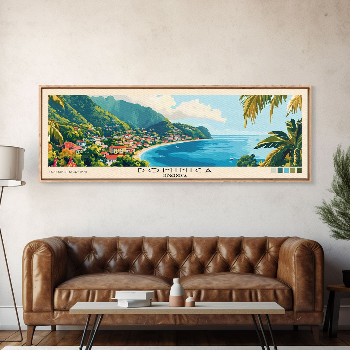 Dominica, Dominica Panoramic Beach Print, Vacation Gift, Dominica Wall Art, Framed Canvas Print, Framed Beach Painting