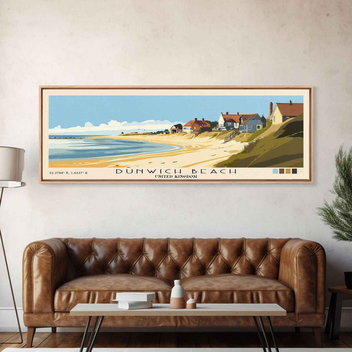 Dunwich Beach, United Kingdom Panoramic Print, Vacation Gift, United Kingdom Wall Art, Beach Painting, Beach Decor, Large Wall Art, Wood Frame Art