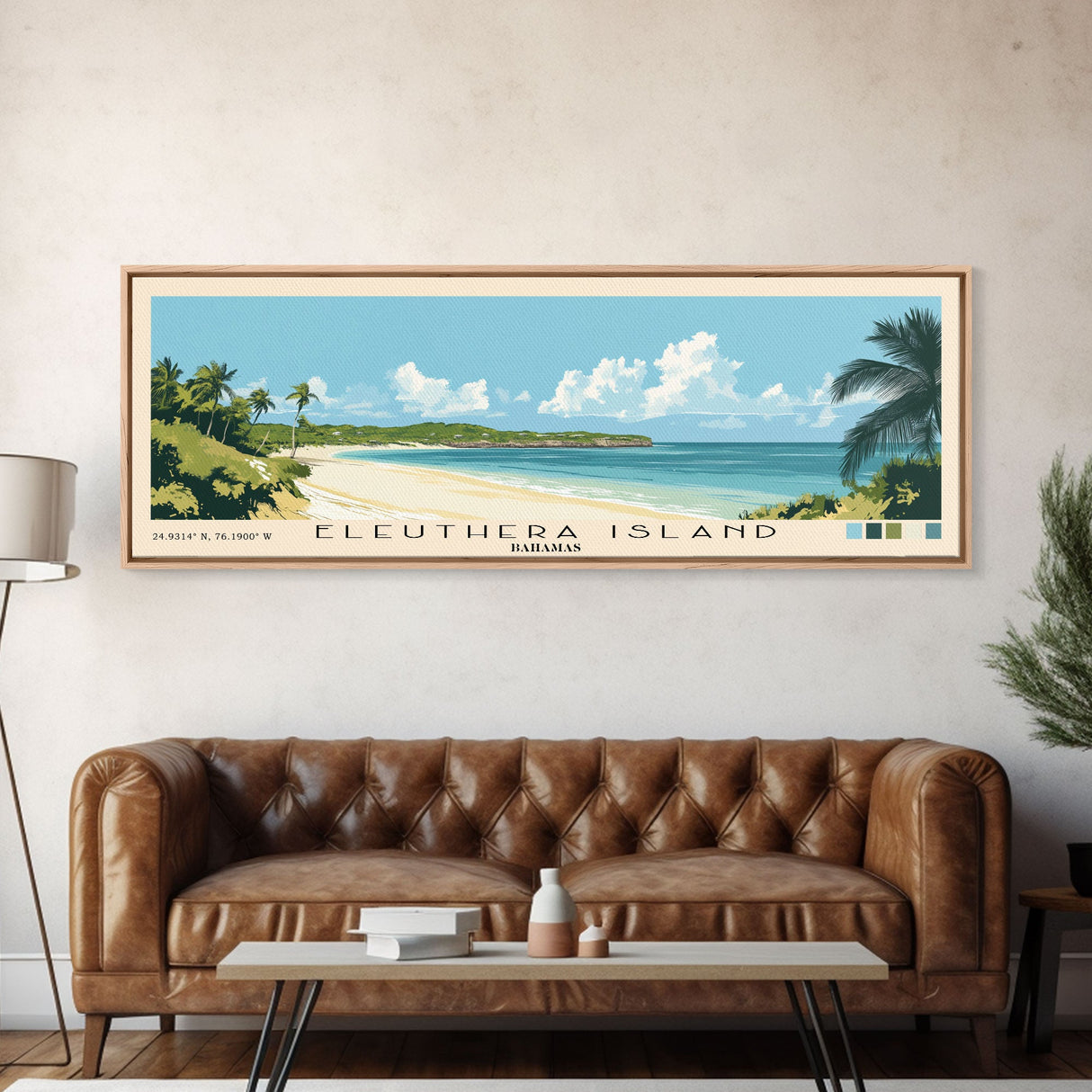 Eleuthera Island, Bahamas Panoramic Beach Print, Vacation Gift, Bahamas Wall Art, Beach Painting, Beach Decor, Beach Painting