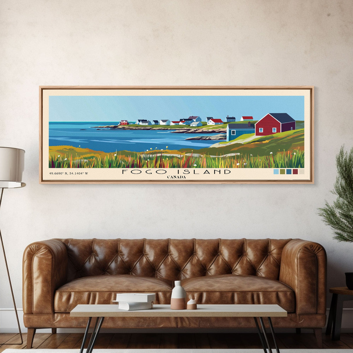 Fogo Island, Canada Panoramic Beach Print, Vacation Gift, Canada Wall Art, Framed Canvas Print, Framed Beach Painting