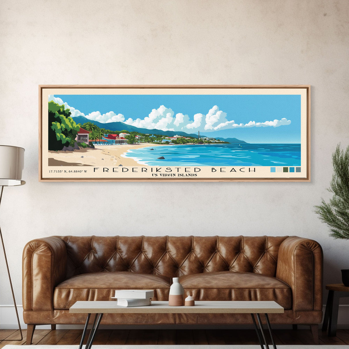 Frederiksted Beach, US Virgin islands Panoramic Print, Vacation Gift, US Virgin islands Wall Art, Beach Painting, Beach Decor, Beach Or Lakehouse Art