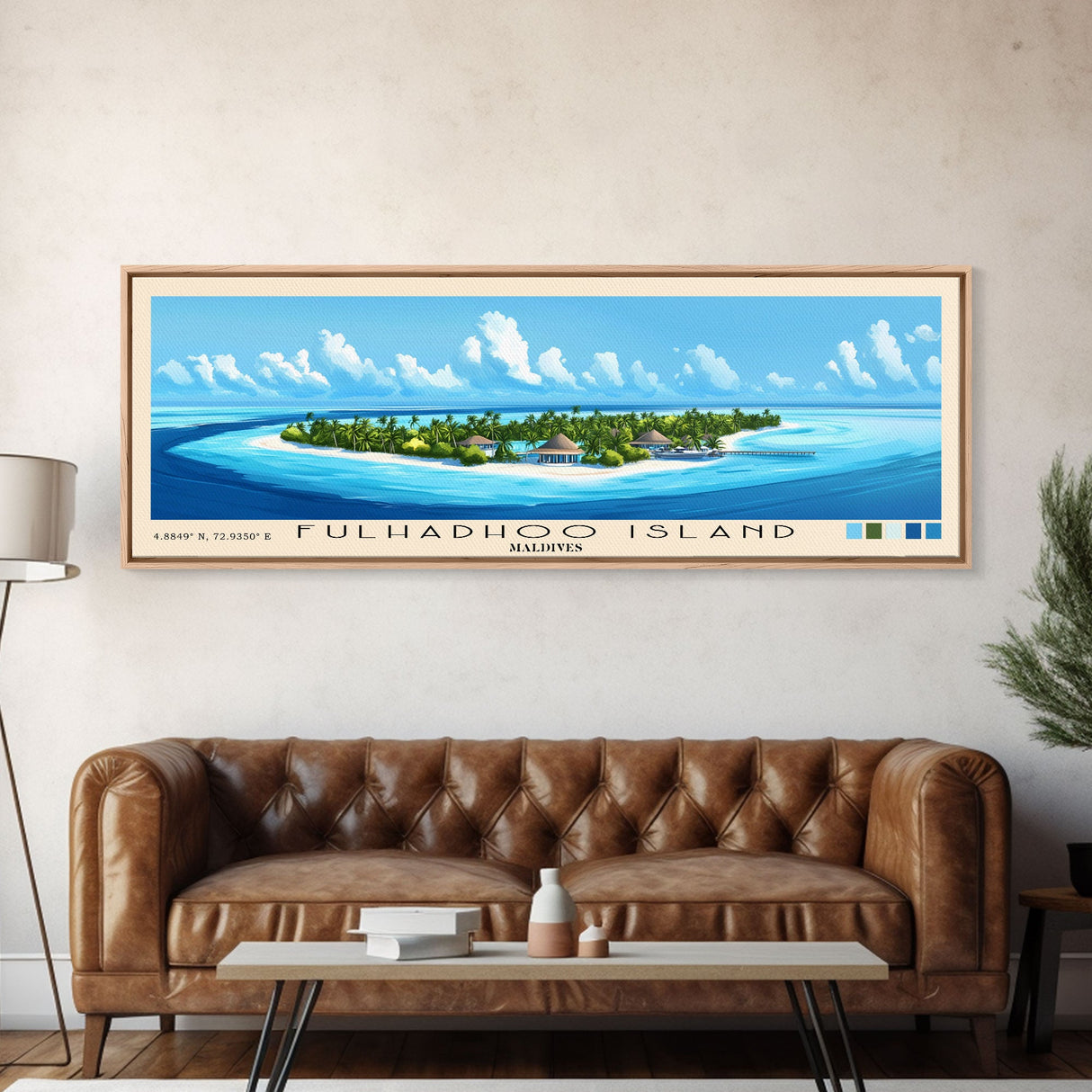 Fulhadhoo Island, Maldives Panoramic Print, Vacation Gift, Maldives Wall Art, Beach Painting, Beach Decor, Beach Or Lakehouse Art