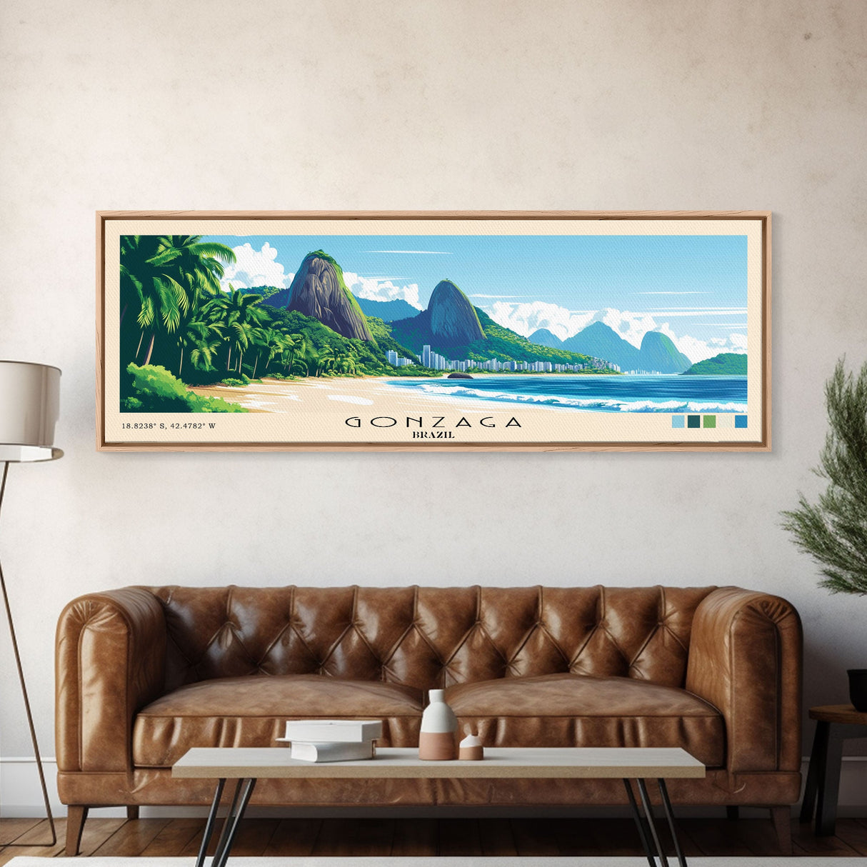 Gonzaga, Brazil Panoramic Print, Vacation Gift, Brazil Wall Art, Beach Painting, Beach Decor, Beach Or Lakehouse Art