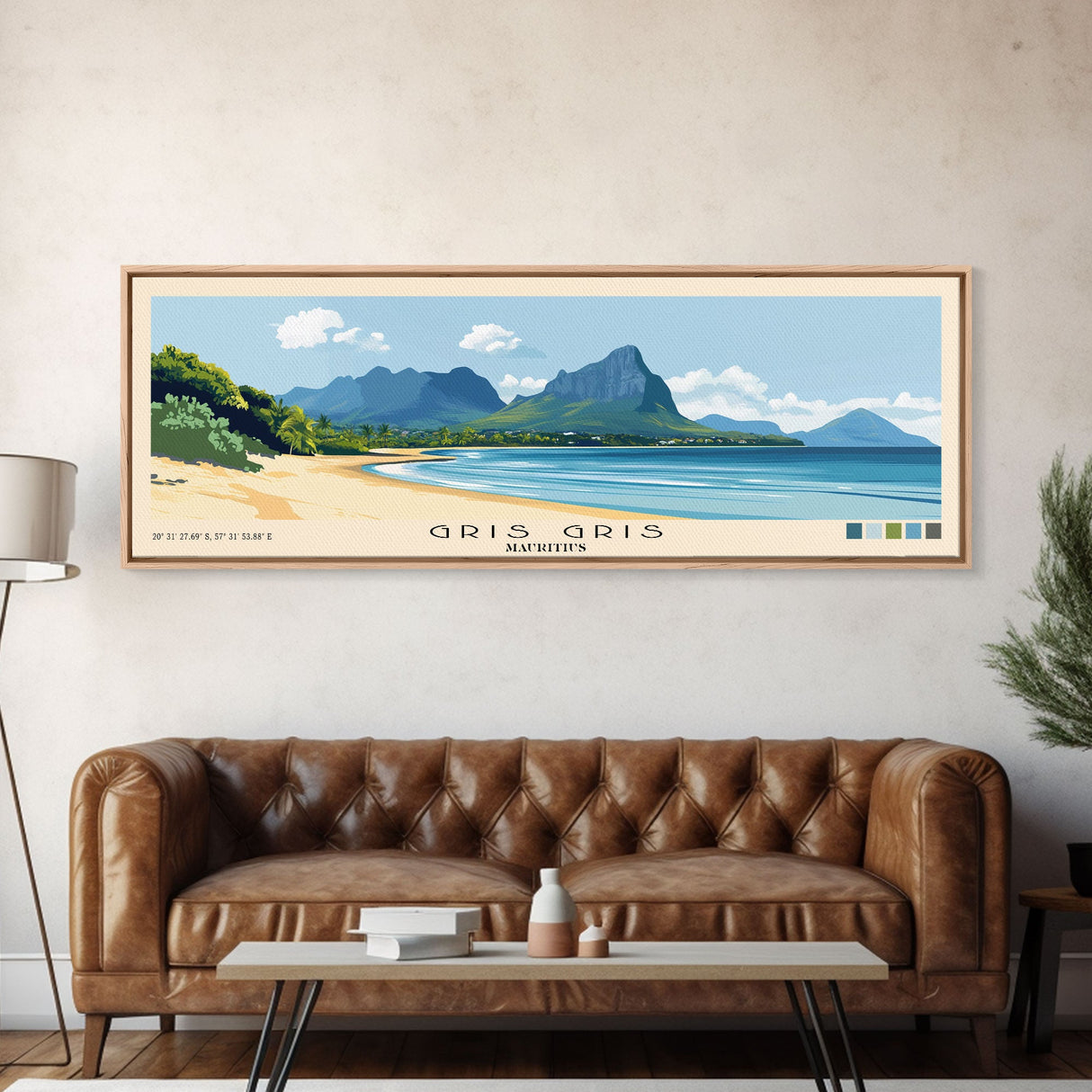 Gris Gris, Mauritius Panoramic Print, Vacation Gift, Mauritius Wall Art, Beach Painting, Beach Decor, Beach Or Lakehouse Art