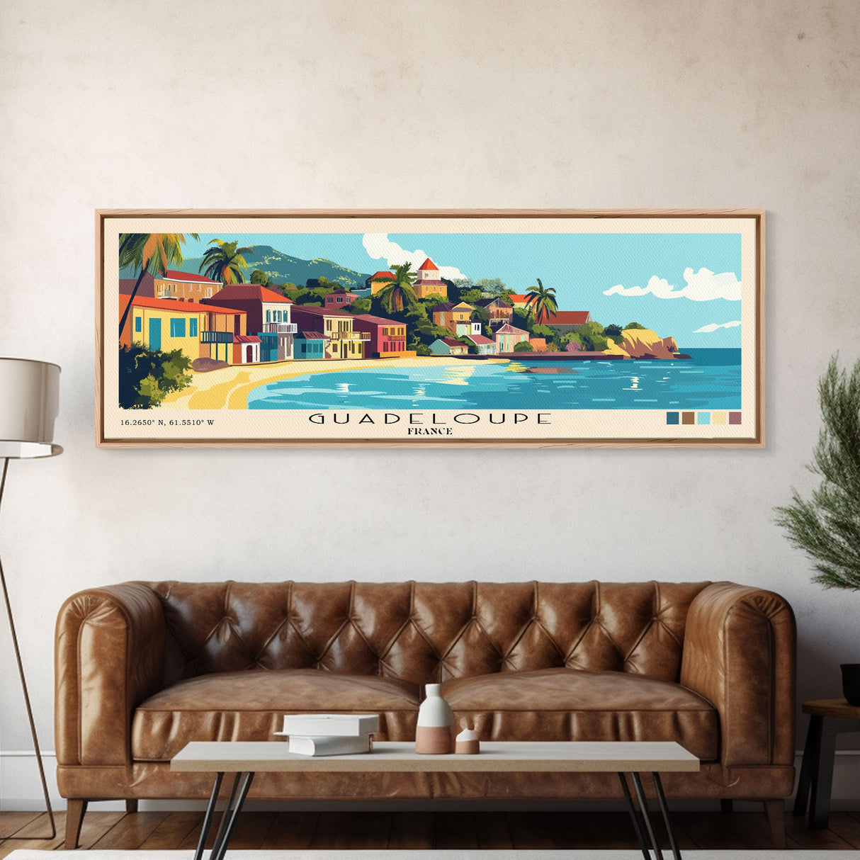 Guadeloupe, France Panoramic Beach Print, Vacation Gift, France Wall Art, Framed Canvas Print, Framed Beach Painting