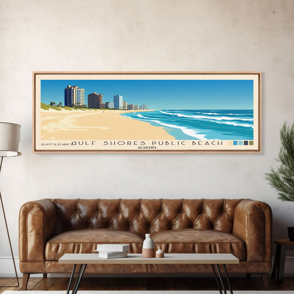 Gulf Shores Public Beach, Alabama Panoramic Beach Print, Vacation Gift, Alabama Wall Art, Beach Painting, Beach Decor, Beach Painting