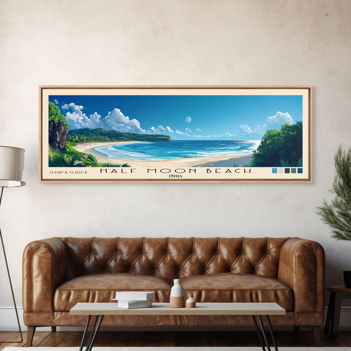 Half Moon Beach, India Panoramic Print, Vacation Gift, India Wall Art, Vacation Wall Art, Vacatation Memories, Beach Decor, Beach Or Lakehouse Art