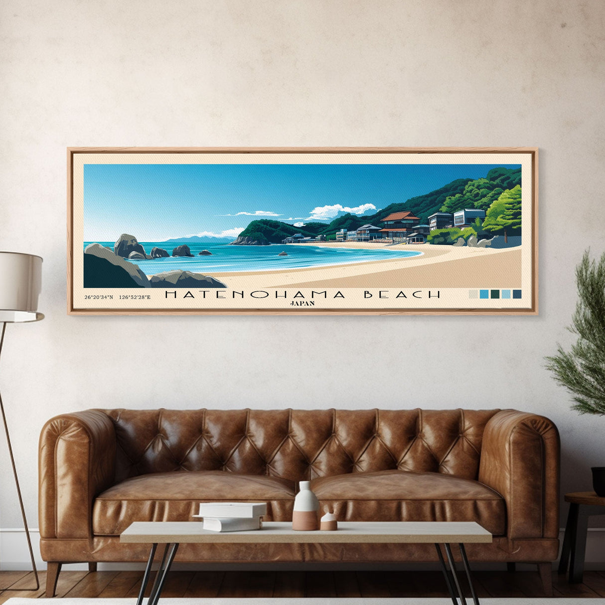 Hatenohama Beach, Japan Panoramic Beach Print, Vacation Gift, Japan Wall Art, Beach Painting, Beach Decor, Beach Painting