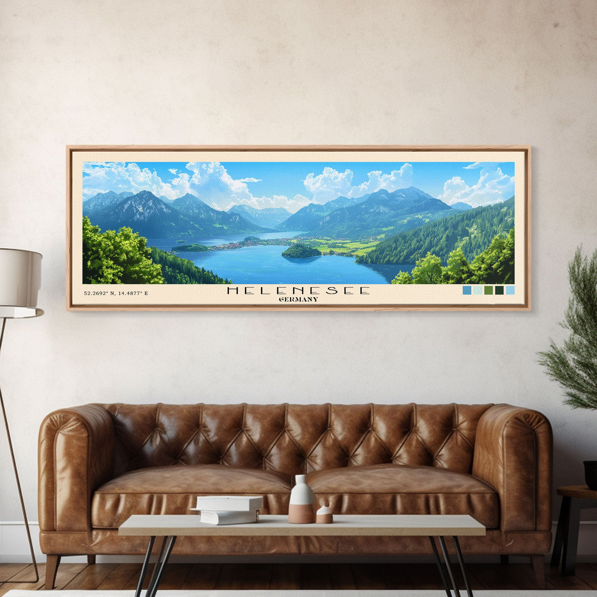 Helenesee, Germany Panoramic Print, Vacation Gift, Germany Wall Art, Beach Painting, Beach Decor, Large Wall Art, Wood Frame Art