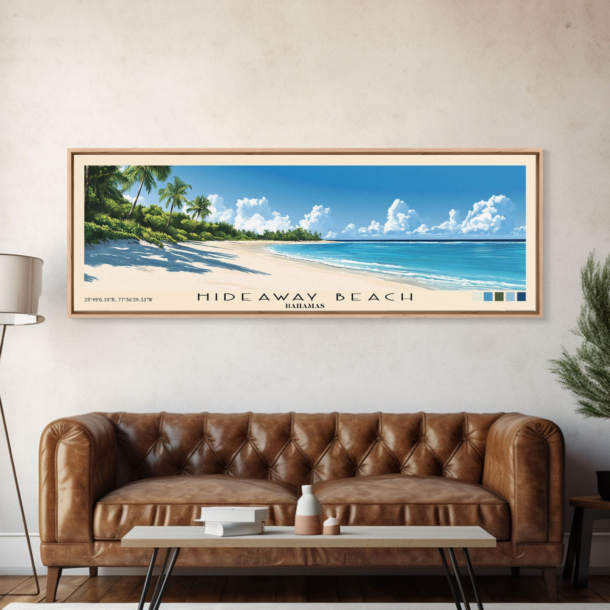 Hideaway Beach, Bahamas Panoramic Print, Vacation Gift, Bahamas Wall Art, Beach Painting, Beach Decor, Large Wall Art, Wood Frame Art