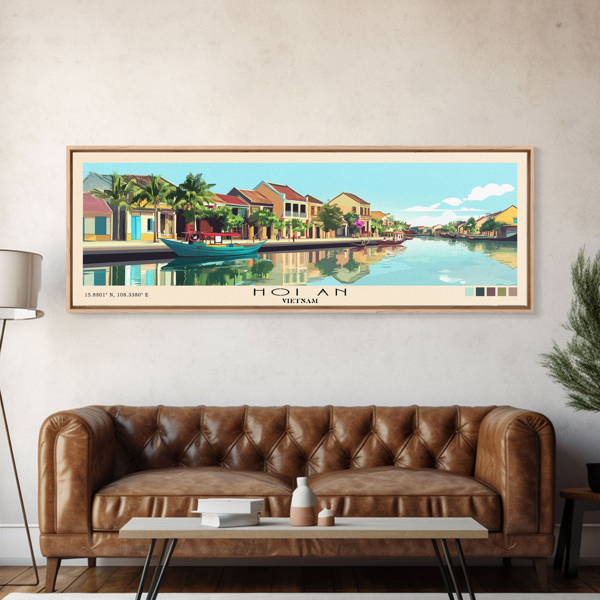 Hoi An, Vietnam Panoramic Beach Print, Vacation Gift, Vietnam Wall Art, Framed Canvas Print, Framed Beach Painting