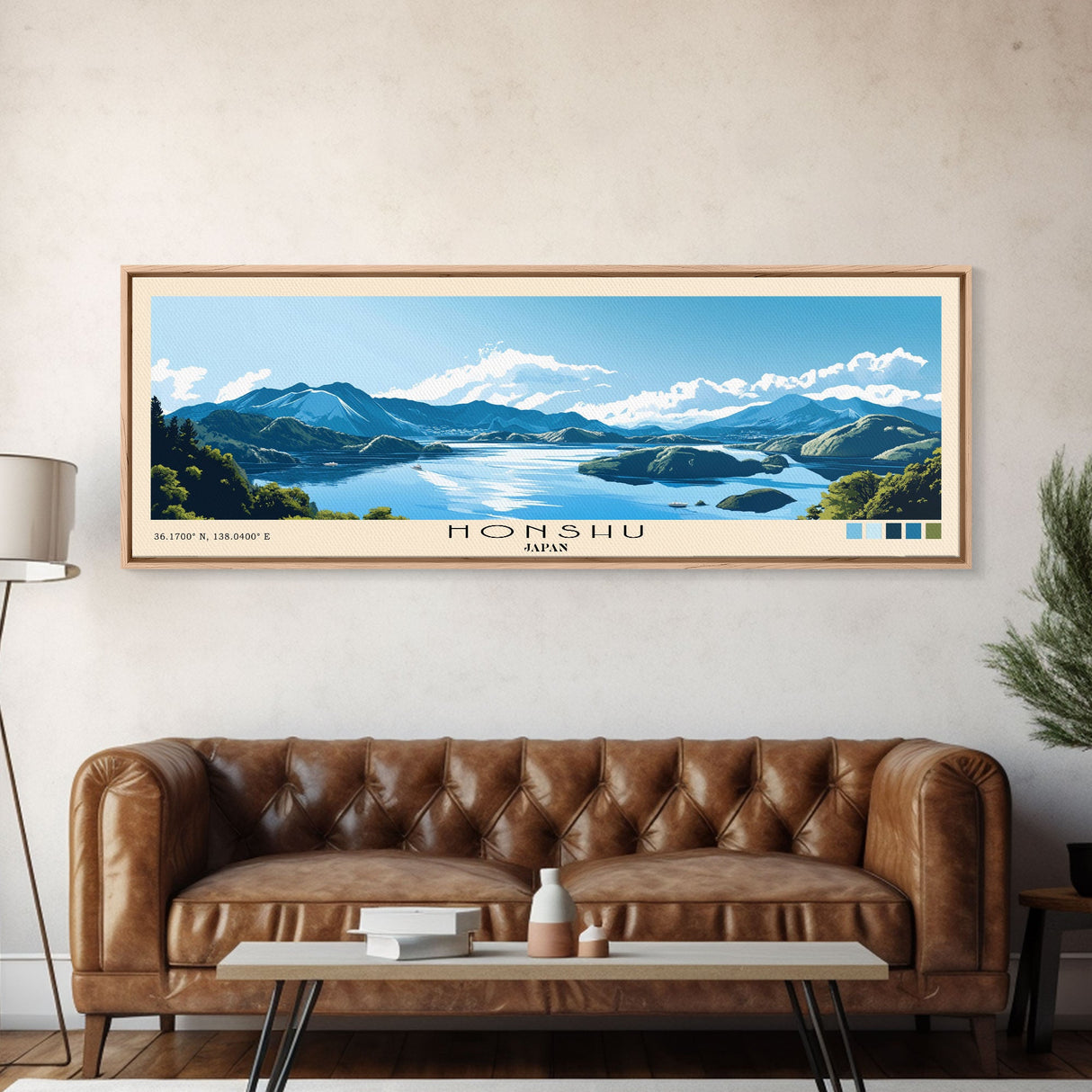 Honshu, Japan Panoramic Beach Print, Vacation Gift, Japan Wall Art, Beach Painting, Beach Decor, Beach Painting