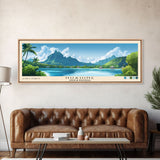 Huahine, French Polynesia Panoramic Beach Print, Vacation Gift, French Polynesia Wall Art, Beach Painting, Beach Decor, Beach Painting