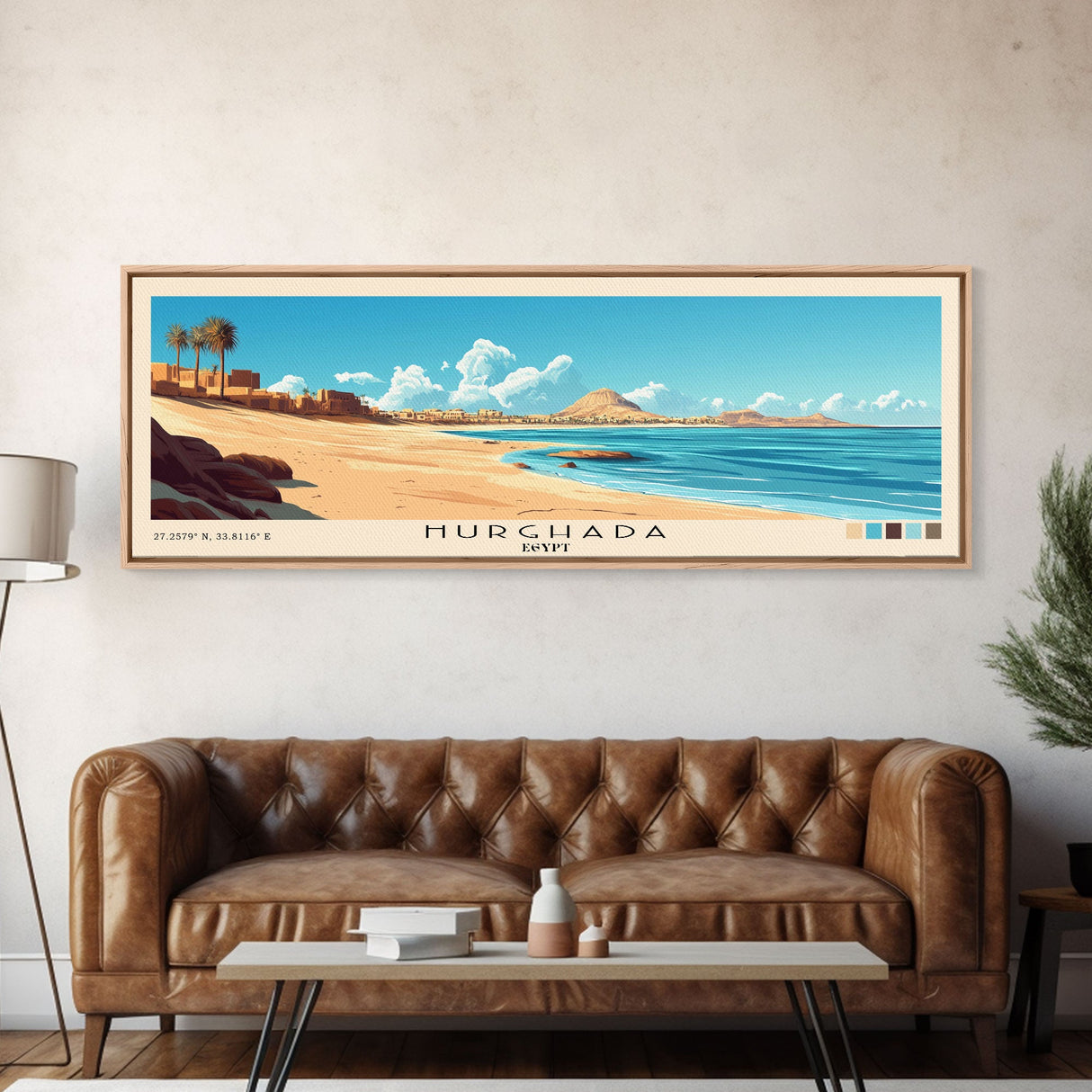 Hurghada, Egypt Panoramic Print, Vacation Gift, Egypt Wall Art, Beach Painting, Beach Decor, Beach Or Lakehouse Art