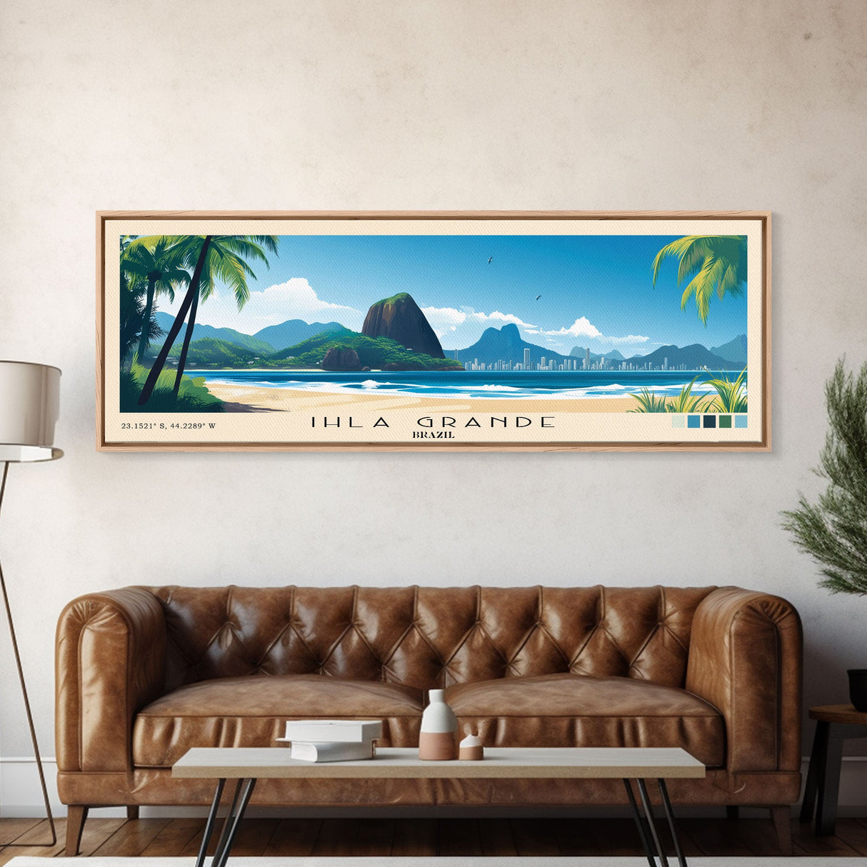 Ihla Grande, Brazil Panoramic Print, Vacation Gift, Brazil Wall Art, Beach Painting, Beach Decor, Large Wall Art, Wood Frame Art