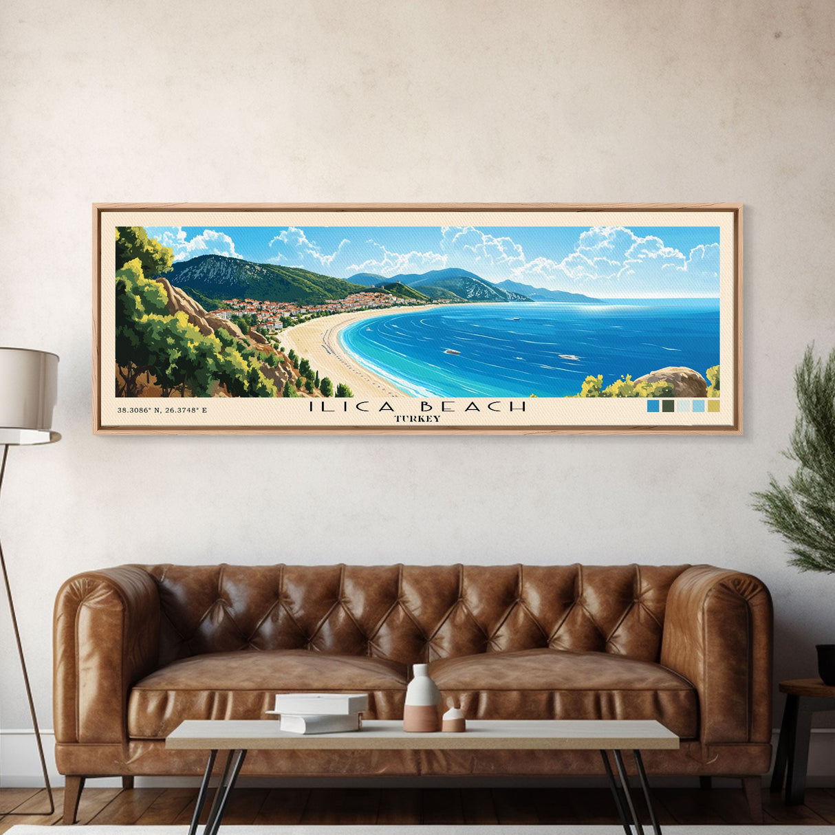 Ilıca Beach, Turkey Panoramic Print, Vacation Gift, Turkey Wall Art, Beach Painting, Beach Decor, Beach Or Lakehouse Art