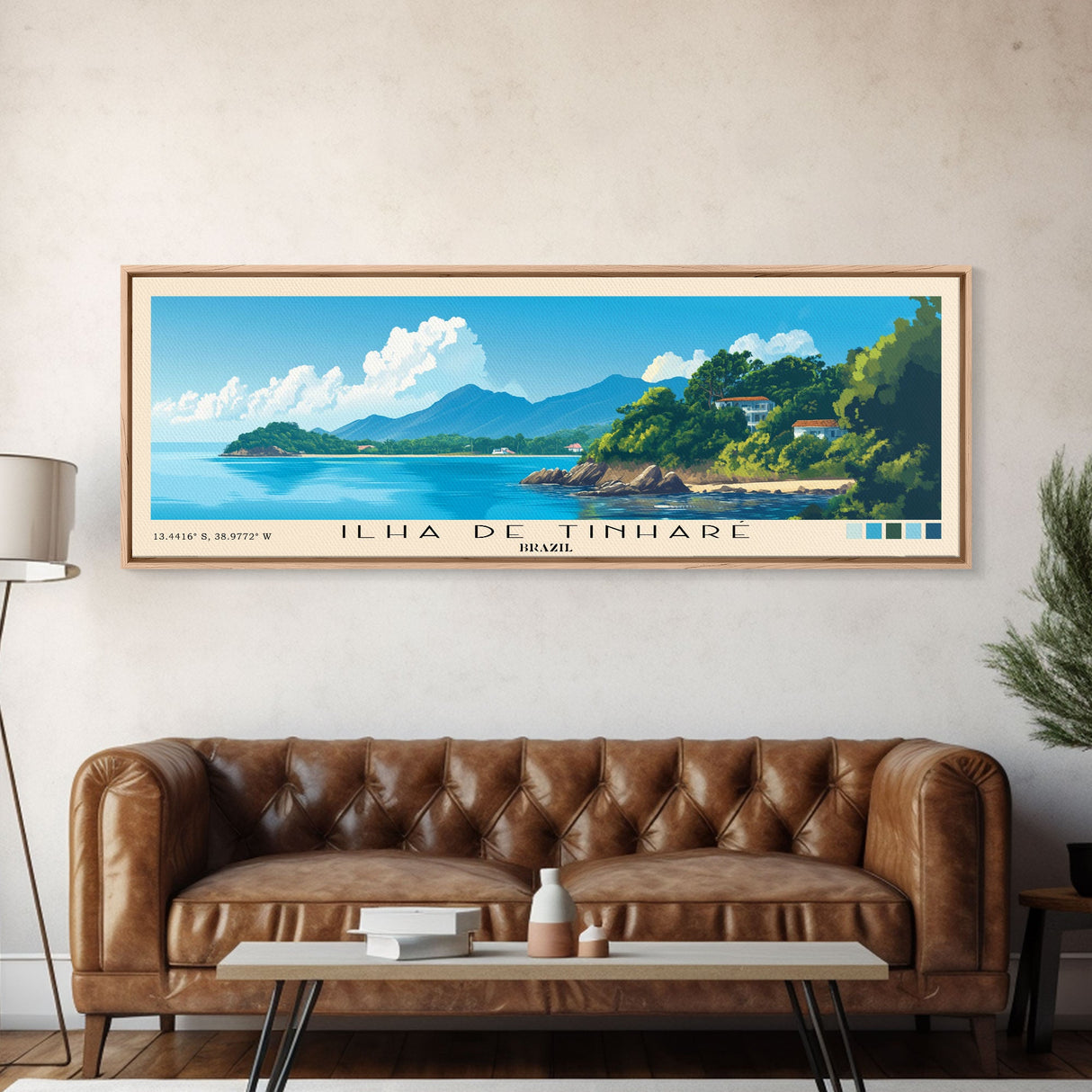 Ilha de Tinharé, Brazil Panoramic Beach Print, Vacation Gift, Brazil Wall Art, Framed Canvas Print, Framed Beach Painting