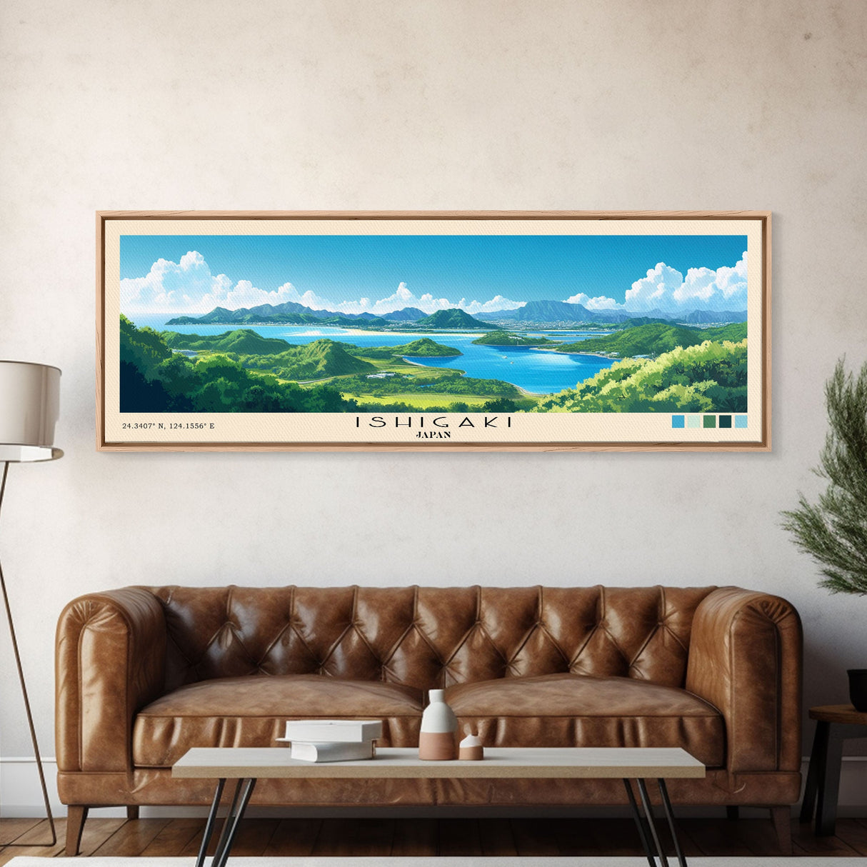 Ishigaki, Japan Panoramic Beach Print, Vacation Gift, Japan Wall Art, Beach Painting, Beach Decor, Beach Painting