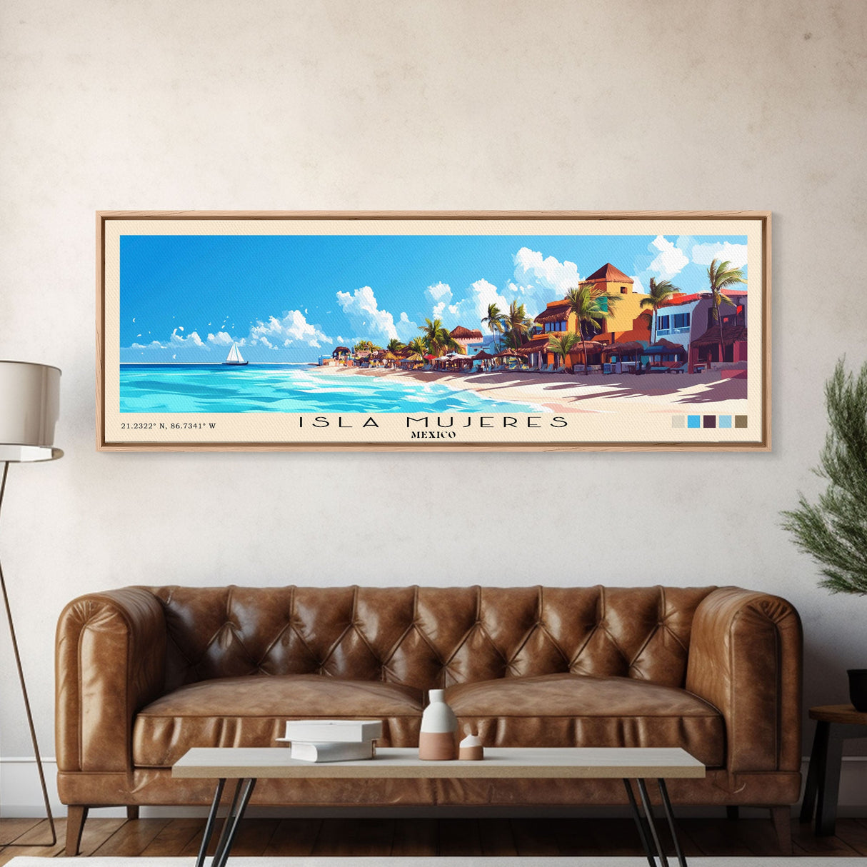 Isla Mujeres, Mexico Panoramic Print, Vacation Gift, Mexico Wall Art, Beach Painting, Beach Decor, Beach Or Lakehouse Art