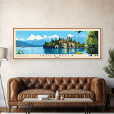 Isola Bella, Italy Panoramic Print, Vacation Gift, Italy Wall Art, Beach Painting, Beach Decor, Large Wall Art, Wood Frame Art