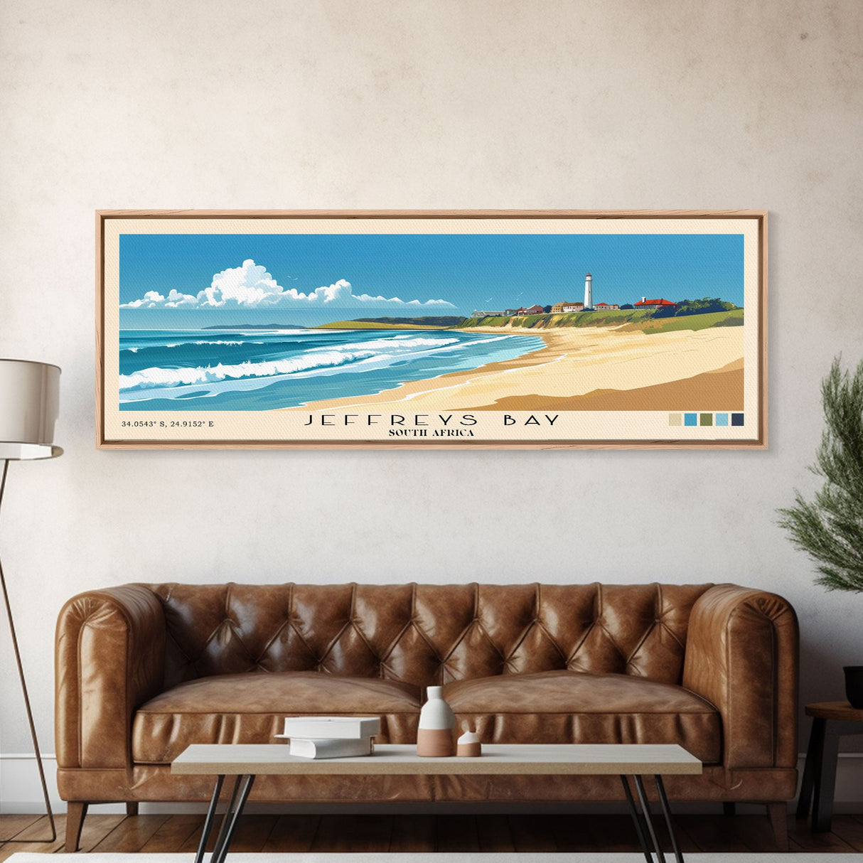 Jeffreys Bay, South Africa Panoramic Beach Print, Vacation Gift, South Africa Wall Art, Beach Painting, Beach Decor, Beach Painting