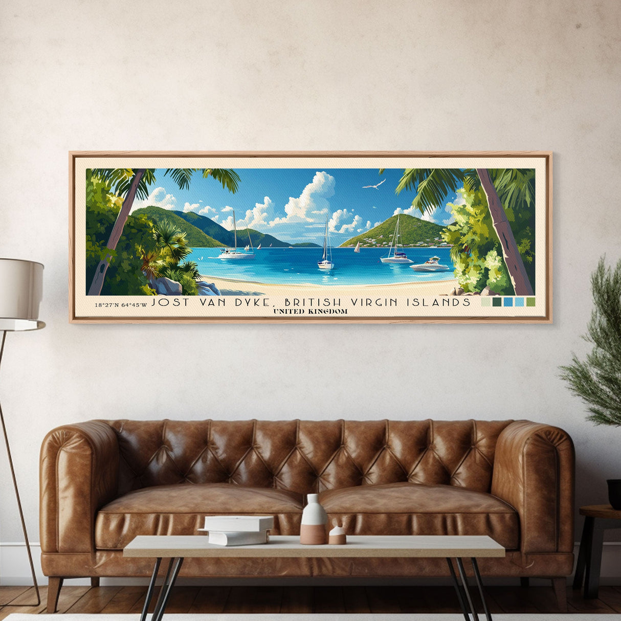 Jost Van Dyke, British Virgin Islands , United Kingdom Panoramic Print, Vacation Gift, United Kingdom Wall Art, Beach Painting, Beach Decor, Beach Or Lakehouse Art