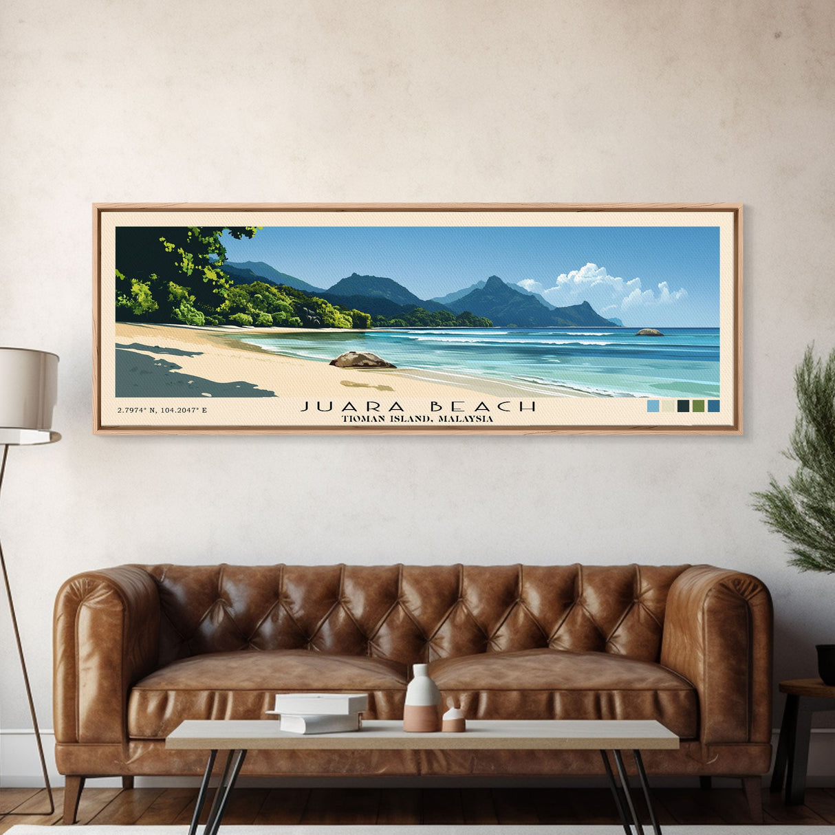 Juara Beach, Tioman Island, Malaysia Panoramic Beach Print, Vacation Gift, Tioman Island, Malaysia Wall Art, Beach Painting, Beach Decor, Beach Painting