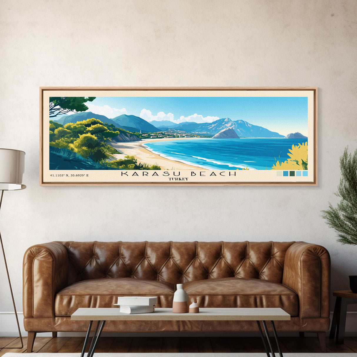 Karasu Beach, Turkey Panoramic Beach Print, Vacation Gift, Turkey Wall Art, Beach Painting, Beach Decor, Beach Painting