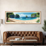 Kelingking Beach, Indonesia Panoramic Beach Print, Vacation Gift, Indonesia Wall Art, Framed Canvas Print, Framed Beach Painting