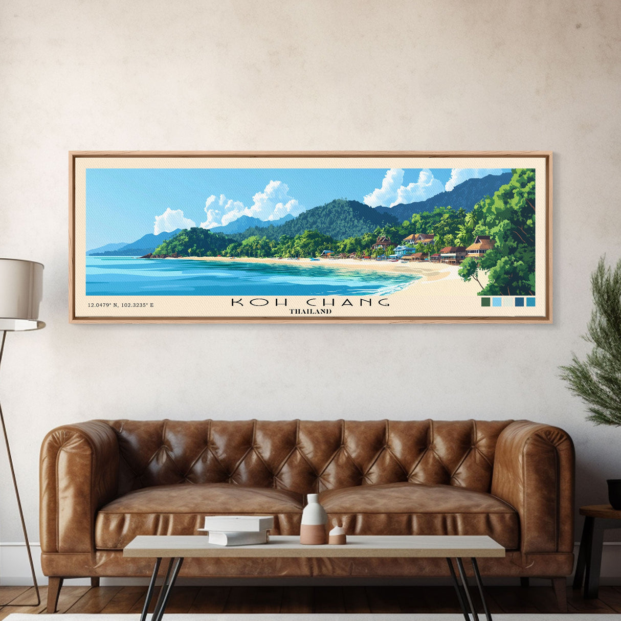 Koh Chang, Thailand Panoramic Beach Print, Vacation Gift, Thailand Wall Art, Framed Canvas Print, Framed Beach Painting