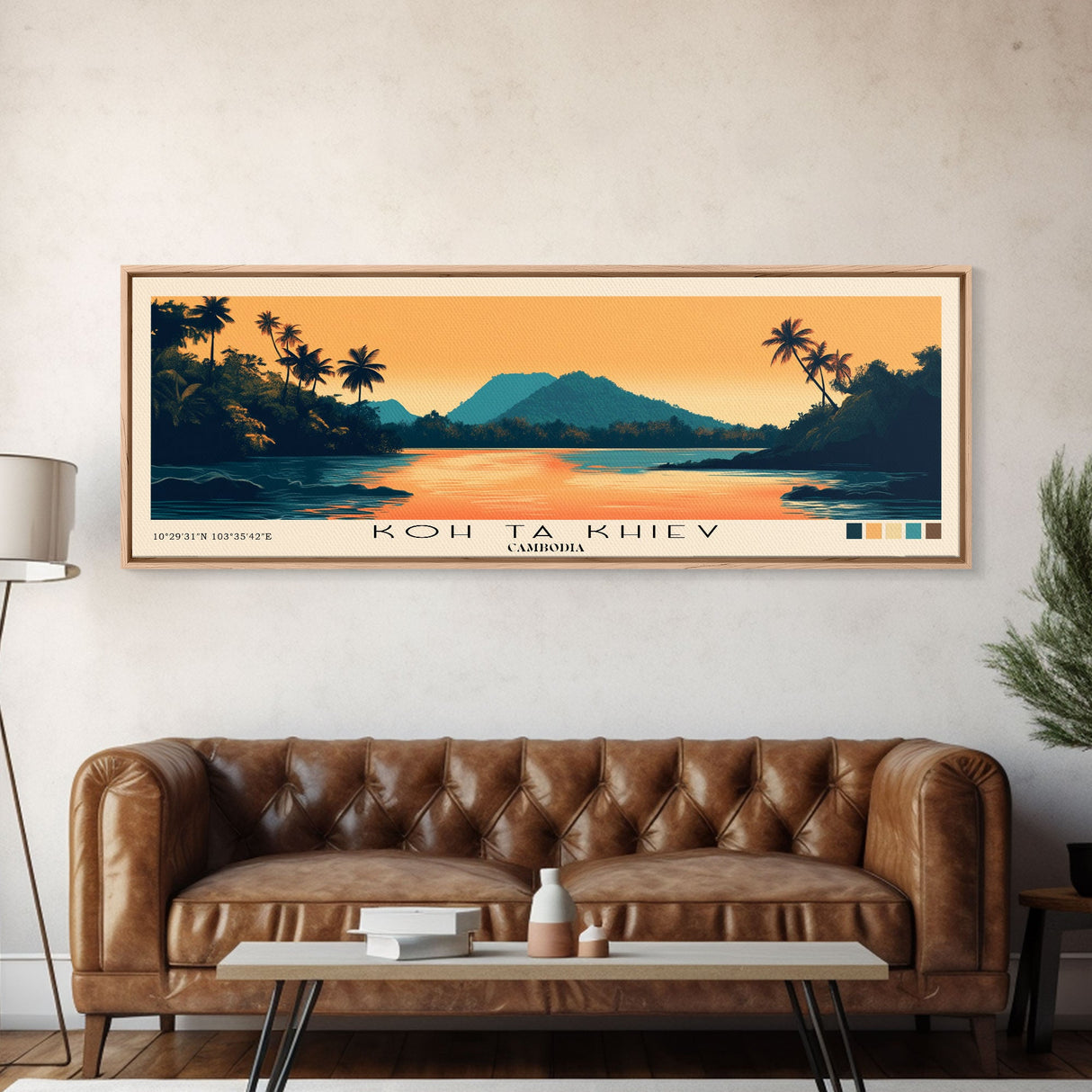 Koh Ta Khiev, Cambodia Panoramic Print, Vacation Gift, Cambodia Wall Art, Beach Painting, Beach Decor, Beach Or Lakehouse Art