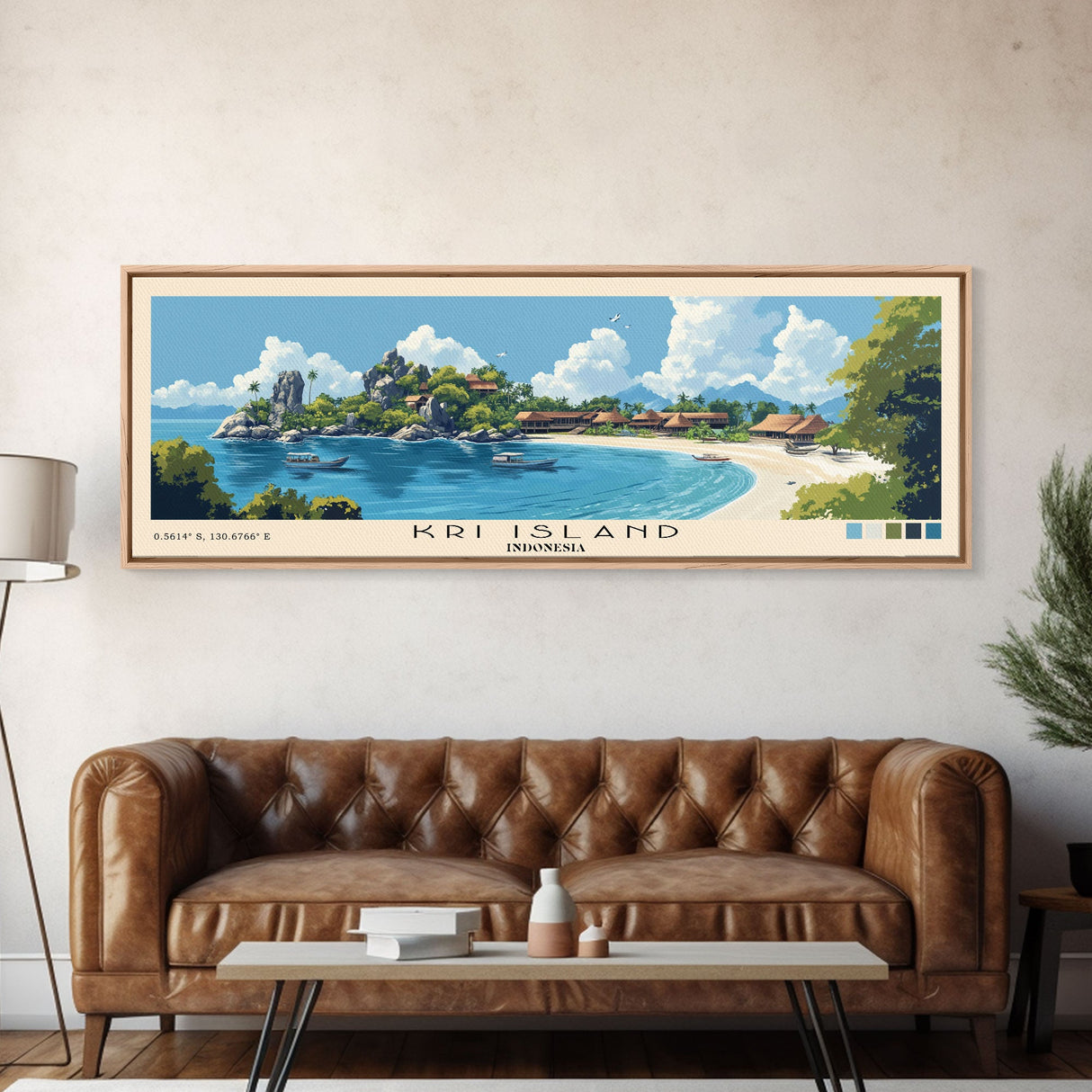 Kri Island, Indonesia Panoramic Print, Vacation Gift, Indonesia Wall Art, Beach Painting, Beach Decor, Beach Or Lakehouse Art