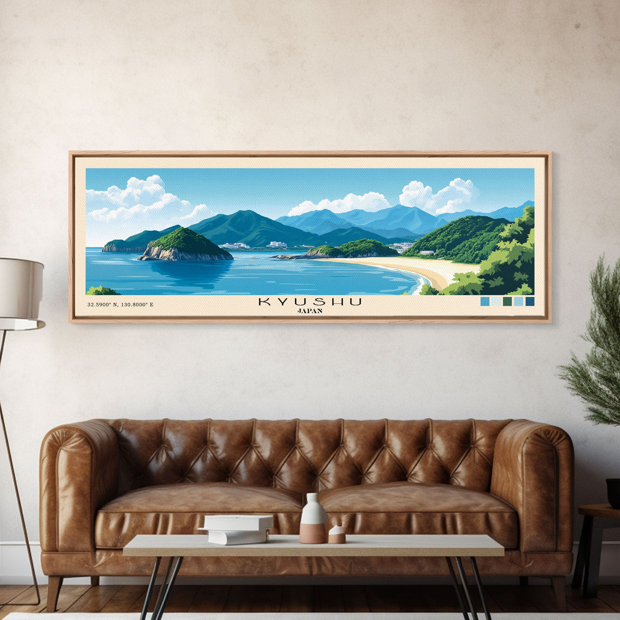 Kyushu, Japan Panoramic Beach Print, Vacation Gift, Japan Wall Art, Framed Canvas Print, Framed Beach Painting