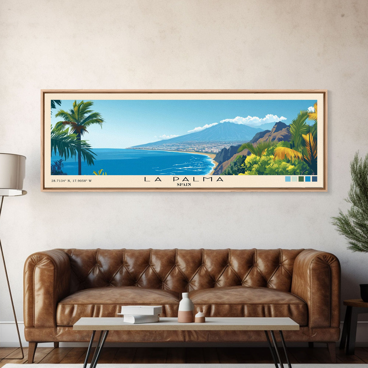 La Palma, Spain Panoramic Beach Print, Vacation Gift, Spain Wall Art, Beach Painting, Beach Decor, Beach Painting