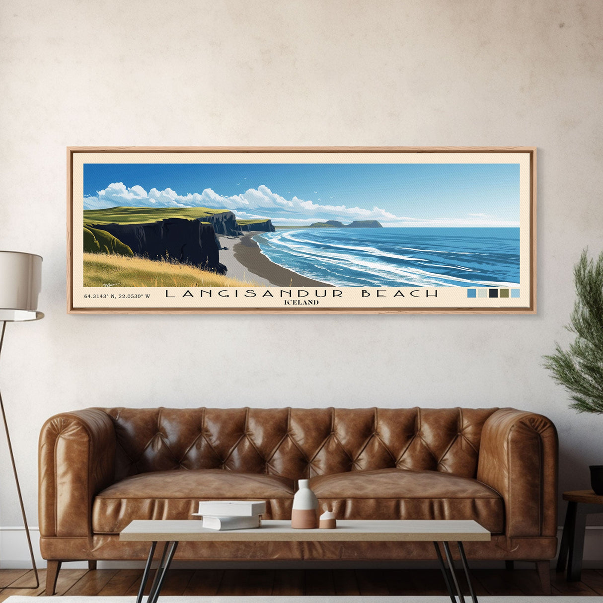 Langisandur Beach, Iceland Panoramic Beach Print, Vacation Gift, Iceland Wall Art, Beach Painting, Beach Decor, Beach Painting