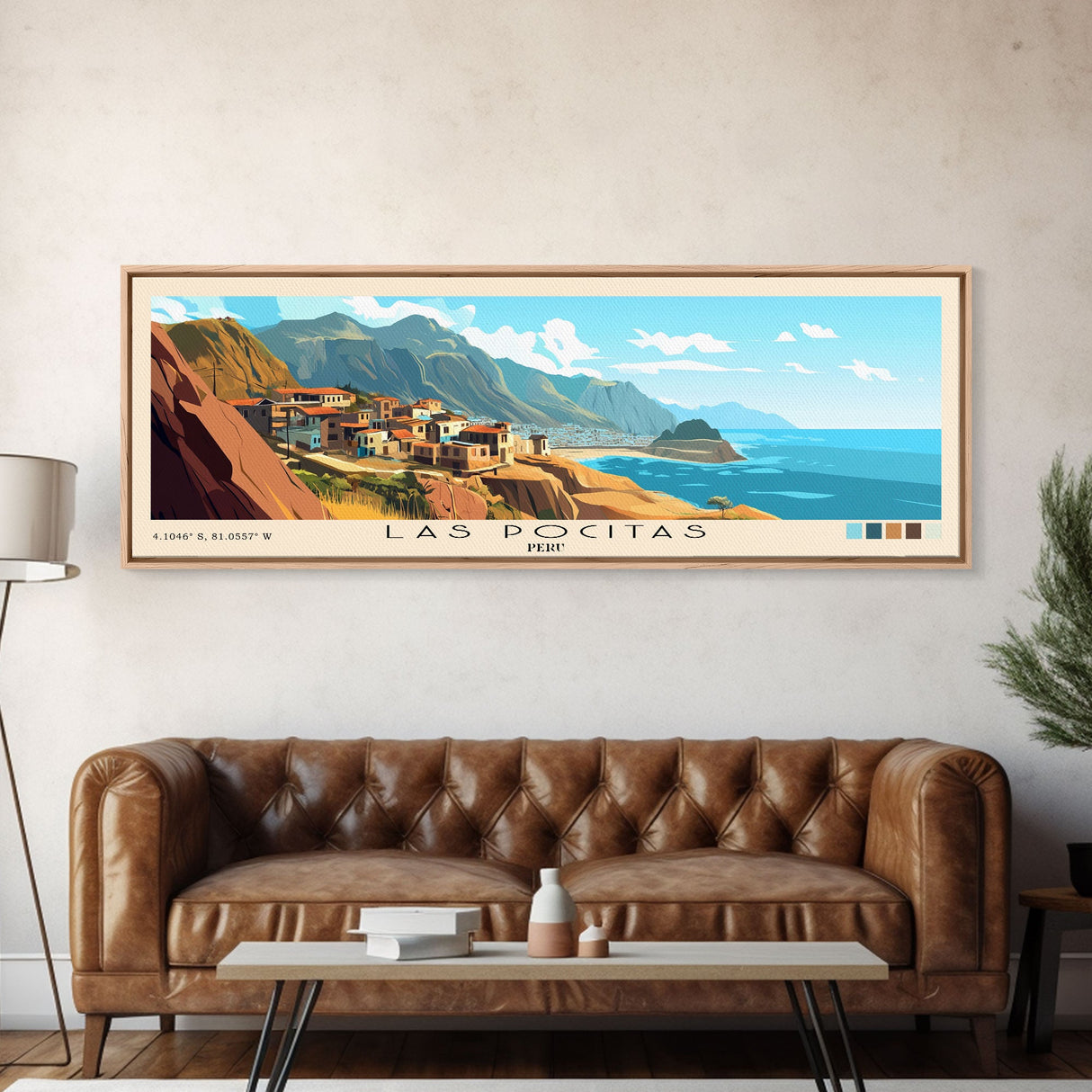 Las Pocitas, Peru Panoramic Print, Vacation Gift, Peru Wall Art, Beach Painting, Beach Decor, Beach Or Lakehouse Art