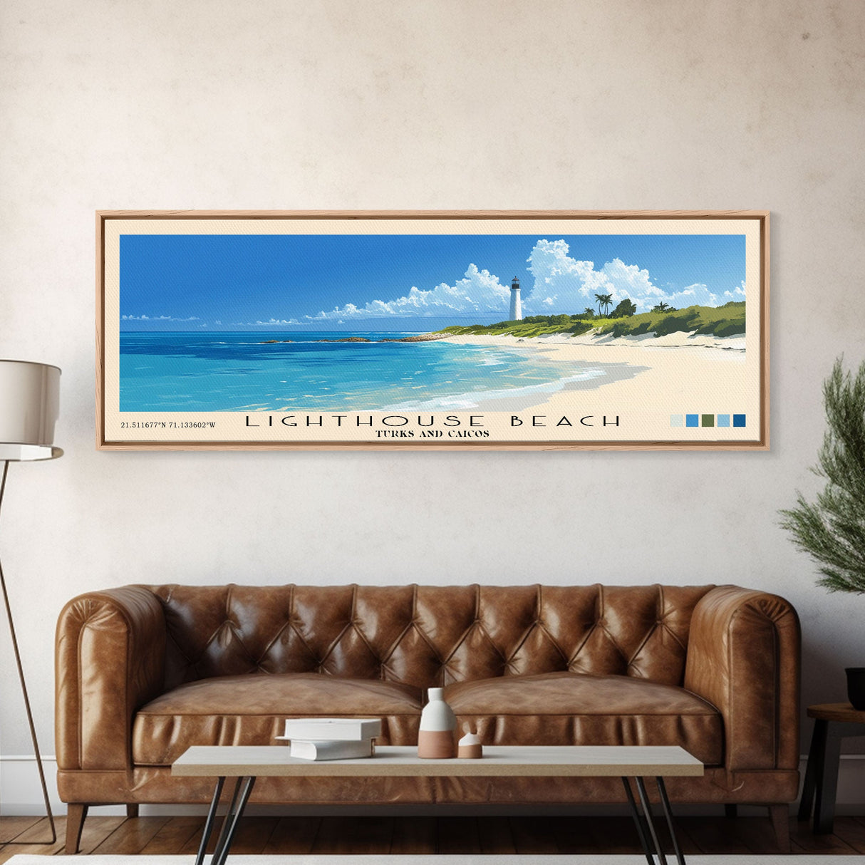 Lighthouse Beach, Turks and Caicos Panoramic Beach Print, Vacation Gift, Turks and Caicos Wall Art, Beach Painting, Beach Decor, Beach Painting