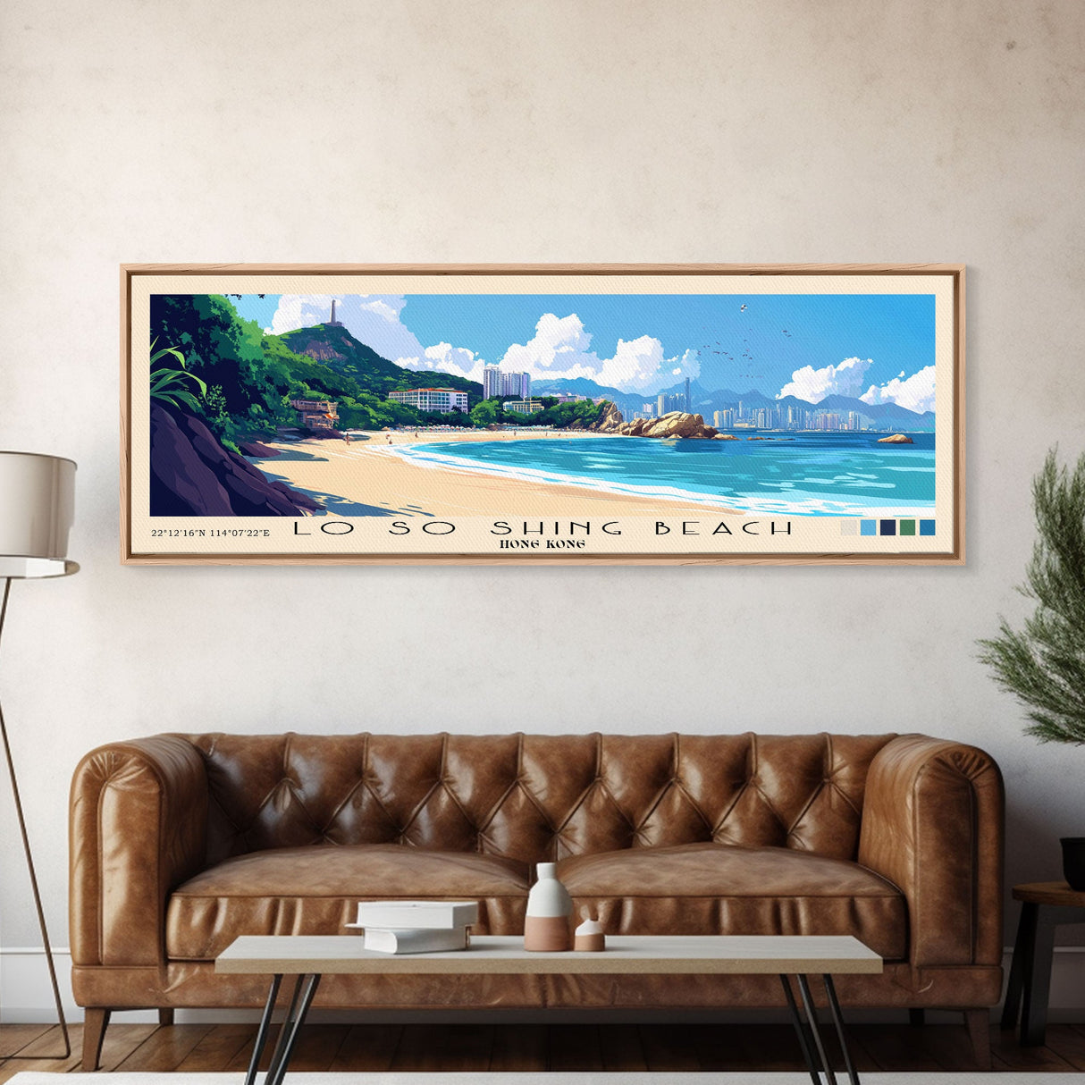 Lo So Shing Beach, Hong Kong Panoramic Beach Print, Vacation Gift, Hong Kong Wall Art, Beach Painting, Beach Decor, Beach Painting