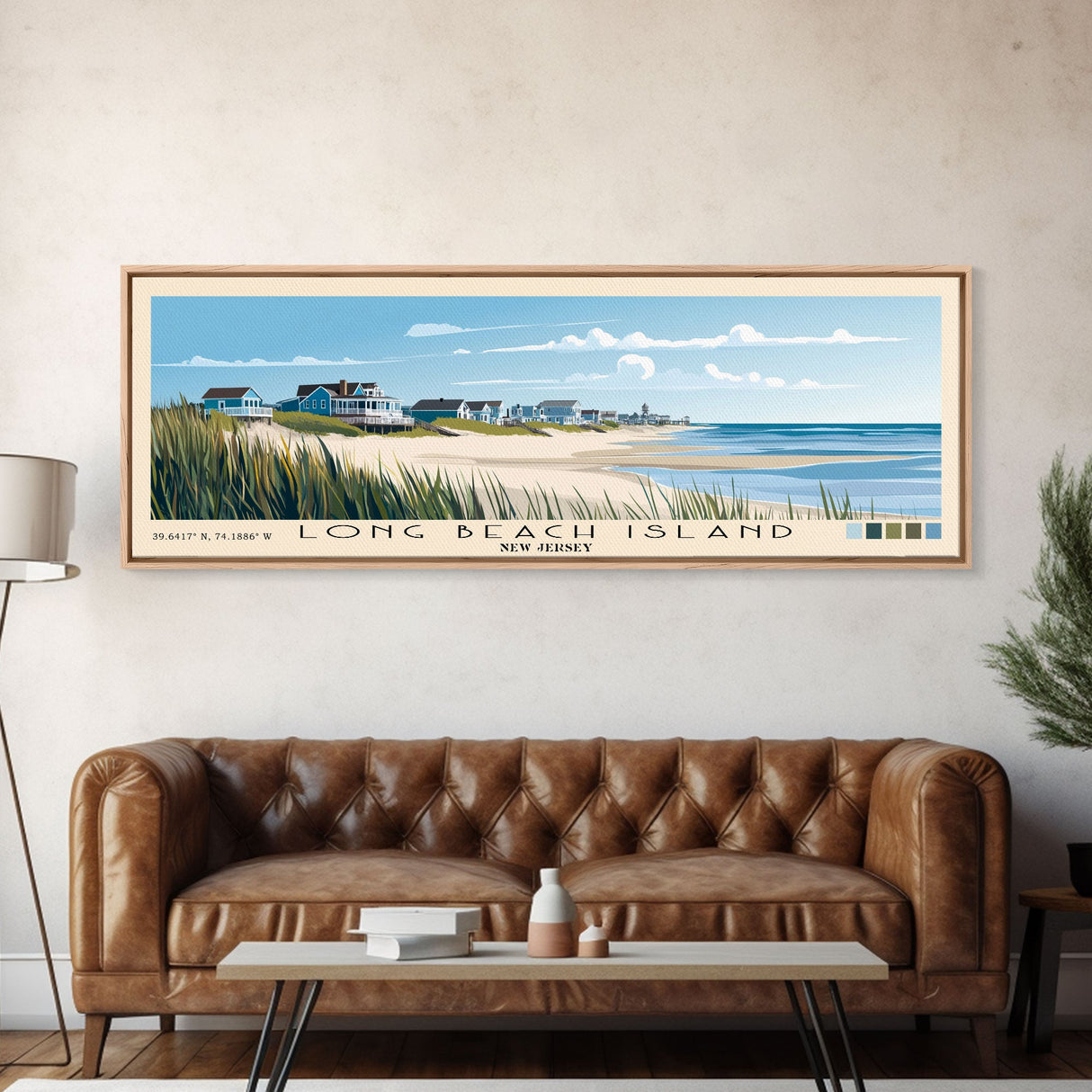 Long Beach Island, New Jersey Panoramic Print, Vacation Gift, New Jersey Wall Art, Beach Painting, Beach Decor, Beach Or Lakehouse Art