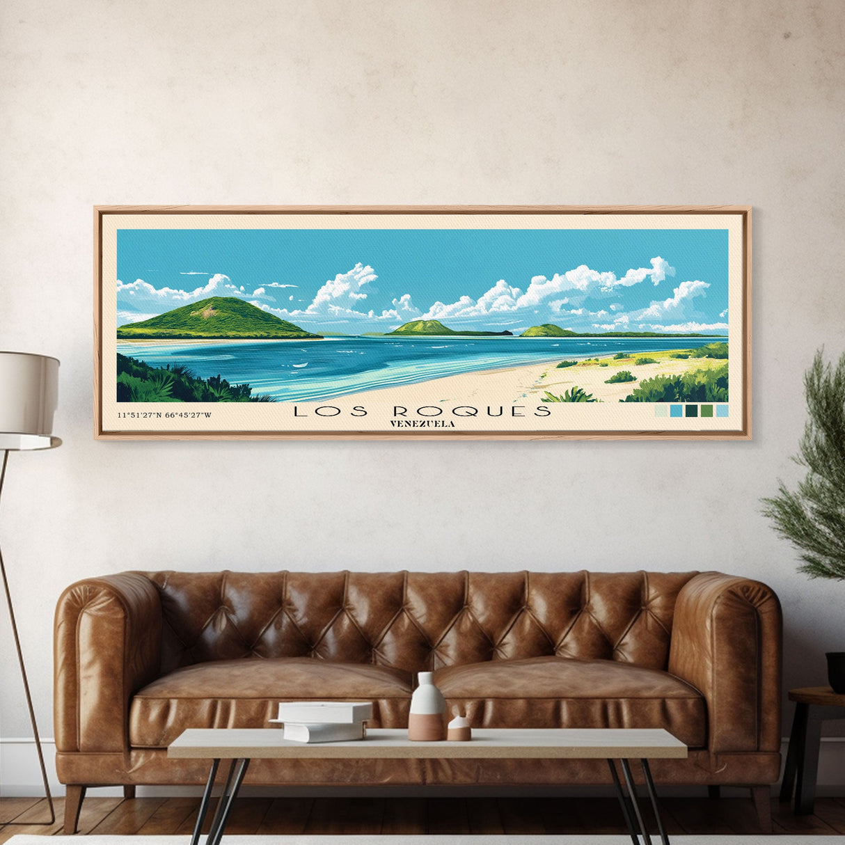 Los Roques, Venezuela Panoramic Beach Print, Vacation Gift, Venezuela Wall Art, Beach Painting, Beach Decor, Beach Painting