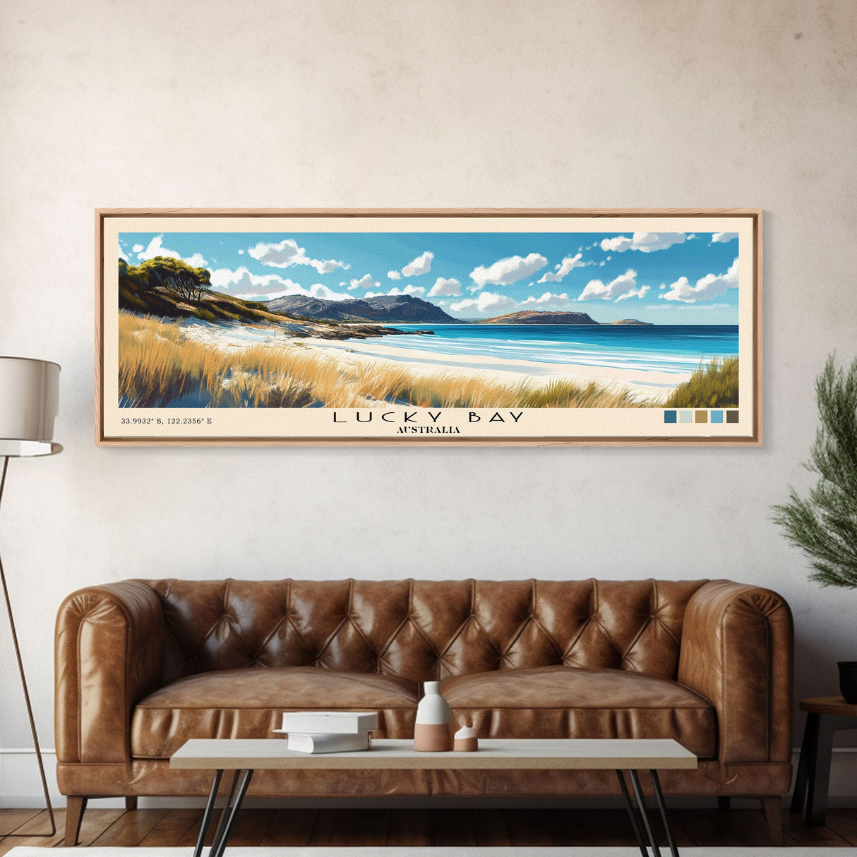 Lucky Bay, Australia Panoramic Print, Vacation Gift, Australia Wall Art, Beach Painting, Beach Decor, Beach Or Lakehouse Art