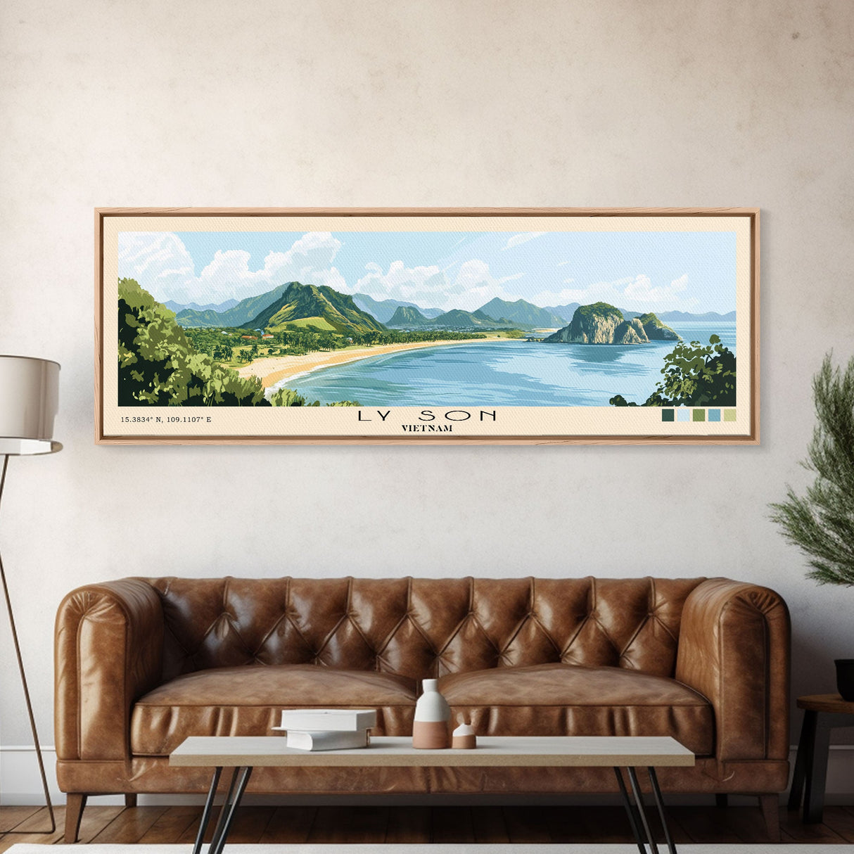 Ly Son, Vietnam Panoramic Beach Print, Vacation Gift, Vietnam Wall Art, Framed Canvas Print, Framed Beach Painting