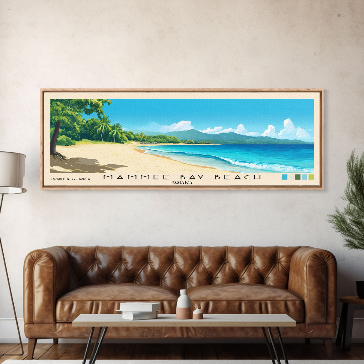 Mammee Bay Beach, Jamaica Panoramic Beach Print, Vacation Gift, Jamaica Wall Art, Beach Painting, Beach Decor, Beach Painting