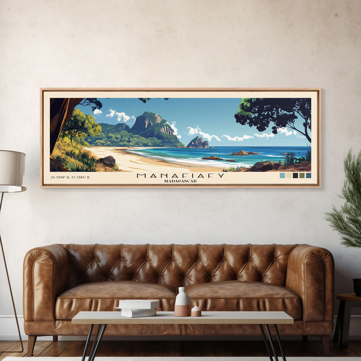 Manafiafy, Madagascar Panoramic Print, Vacation Gift, Madagascar Wall Art, Beach Painting, Beach Decor, Large Wall Art, Wood Frame Art