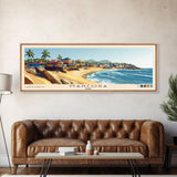 Mancora, Peru Panoramic Beach Print, Vacation Gift, Peru Wall Art, Framed Canvas Print, Framed Beach Painting