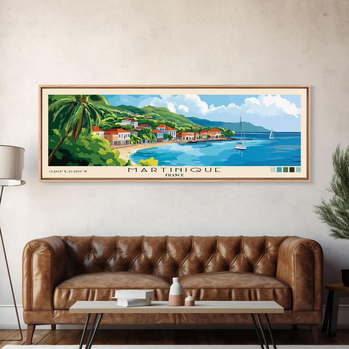 Martinique, France Panoramic Print, Vacation Gift, France Wall Art, Beach Painting, Beach Decor, Large Wall Art, Wood Frame Art