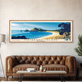 Matakana Island, New Zealand Panoramic Beach Print, Vacation Gift, New Zealand Wall Art, Framed Canvas Print, Framed Beach Painting