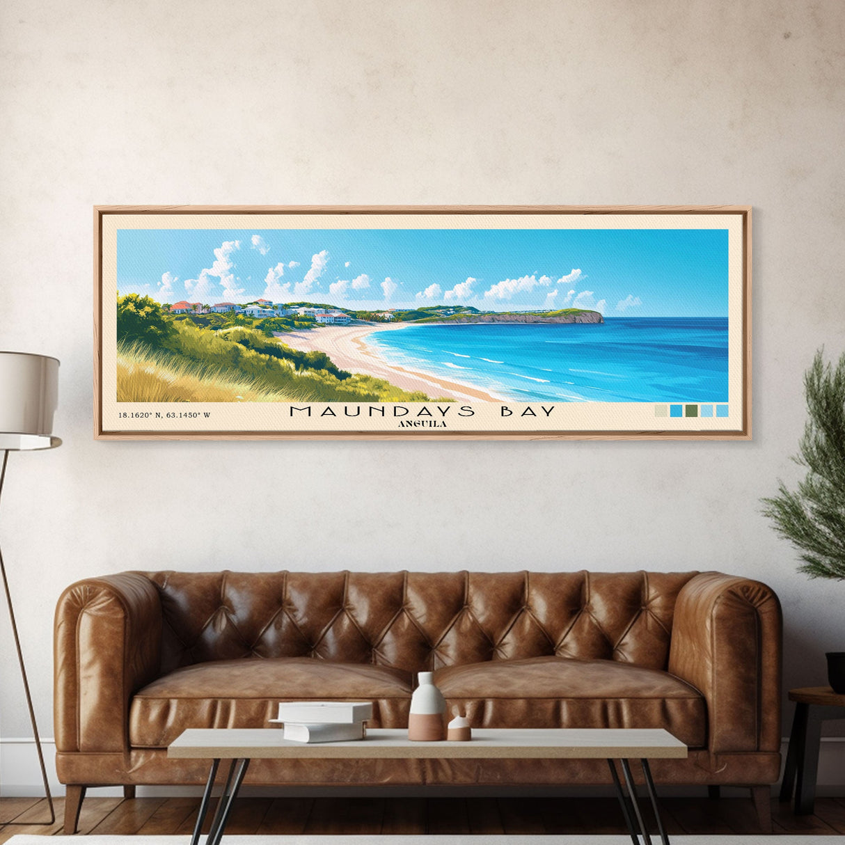 Maundays Bay, Anguila Panoramic Beach Print, Vacation Gift, Anguila Wall Art, Beach Painting, Beach Decor, Beach Painting