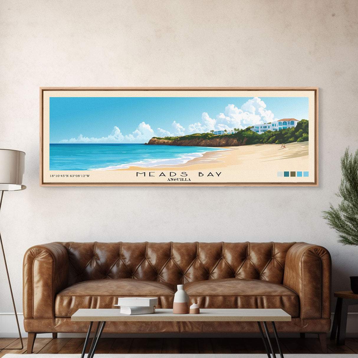 Meads Bay, Anguilla Panoramic Beach Print, Vacation Gift, Anguilla Wall Art, Beach Painting, Beach Decor, Beach Painting