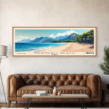 Mermerli Beach, Turkey Panoramic Beach Print, Vacation Gift, Turkey Wall Art, Framed Canvas Print, Framed Beach Painting